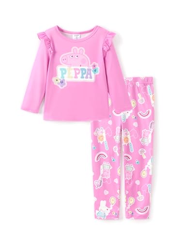 Peppa Wutz Mädchen Bekleidungssets Langarmshirt + Legging Sets Peppa Pig Pullover Geburtstag Geschenke Süße Mode Kinder Herbst Winter Outfit Zweiteilig Kleidung für Kleine Mädchen 2-6 Jahre 83-116