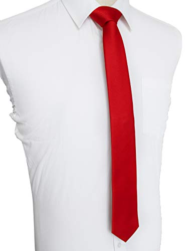 Image of JEMYGINS 2.4 inch Solid Color Skinny Tie Slim Necktie for Men