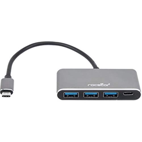 Premium USB C Hub - 4 Port USB-C to USB-A (3X) and USB-C (1x) - Bus Powered USB Hub - Port Expander - USB Type C External 4 USB Port(s), Aluminum Charcoal Grey - Rocstor Y10A200-A1