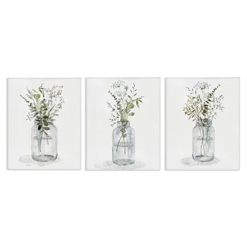 Stupell Industries Livi Finn Blumen Leinwand-Wandkunst, 3-teilig