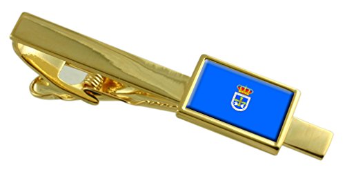 Sujeta corbatas de oro grabado Oviedo accesorio bandera de España personalizado