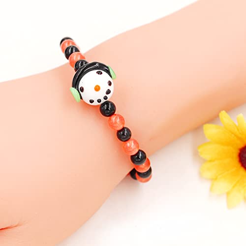 Image of Uloveido Black Orange Jade Charms Halloween Bracelets All Saints' Gift - DIY Customized Name Beaded Bracelet