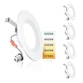 Ensenior 5/6 Inch 5CCT LED Can Lights 4 Pack, Retrofit Led Recessed Lighting, Baffle Trim, Dimmable, 9W=110W, 1000LM, 2700K/3000K/3500K/4000K/5000K Selectable, IC Rated - ETL & FCC