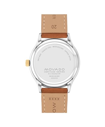 Movado Heritage Series Calendoplan Men's Watch - Swiss Quartz Movement, Leather Strap - 3 ATM Water Resistance - Classic, Luxury Fashion Timepiece for Him - 40mm3