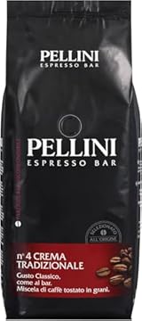 Pellini N.4 Tradizionale, Caffè in Grani per Espresso 1kg, Miscele Arabica e Robusta dal Gusto Classico, Caffè in Chicchi a Tostatura Media