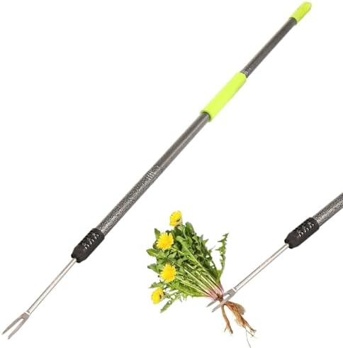 KLDOLLAR Weed Puller Tool, 48" Long Handle Weeder Puller Tool with Soft Foam Grip, Upgrade V-Shaped Forks Weed Remover Tool for Easy Weed Removal & Deeper Root Digging Gardening Hand Tools