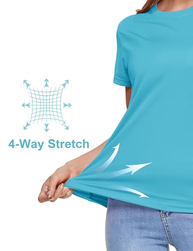 MAGCOMSEN Camiseta feminina de manga curta secagem rápida UPF 50+ atlética corrida treino yoga camis