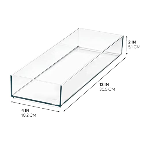 iDesign Plastic Makeup Drawer Organizer Tray - Vanity Organizer or Desk Drawer Organizer - Clear/Matte White