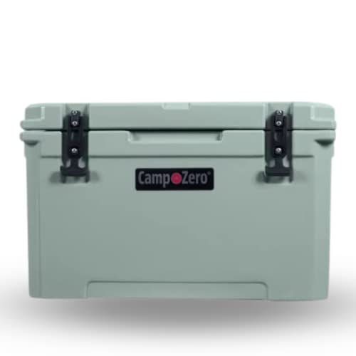 Camp-Zero 40L | 42.26 Quart Cooler/Ice Chest With 4 Molded-In Cup Holders & Comfort Grip Rope Handles | Thick Walled, Freezer Grade Cooler W/Secure Locking System & Tie Down Channels (Sage) #TOP12