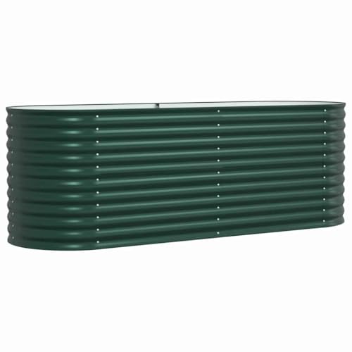 vidaXL Garten-Hochbeet Grün 240 x 80 x 81 cm Stahl, Metall-Gartenbeet, Coole Pflanzbox, robuster Hochbeet, für draußen, rustikales Stahlgemüse