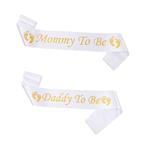 SUpoetry 2 Pezzi Fascia per Baby Shower, Tracolla per la Futura Mamma, Tracolla del Futuro papà, Regalo per la Festa del Bambino