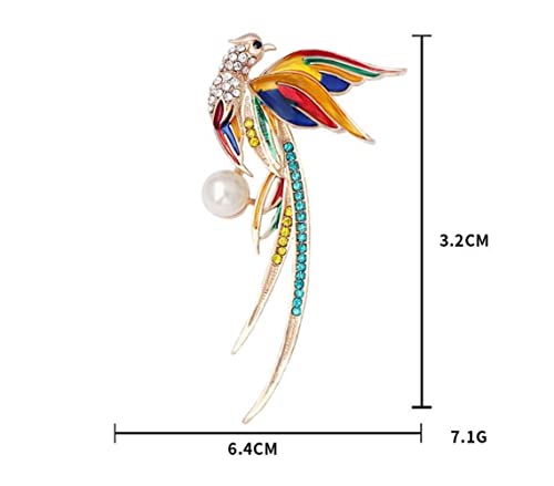 Image of Crystal Colorful Phoenix Brooch Cute Rhinestone Animal Peacock Lapel Pin Chinese Style Jewelry for Women Ladies Clothing Accessories Gift