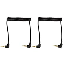 Mini Skater 3.5mm Coiled Audio Cable 90 Degree Male to Male Headphone Cable Stereo Aux Audio Extension Coiled Cord,2PCS