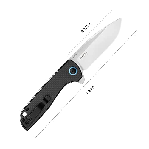 Oknife Freeze 2 Drop Ponit Blade Edc Knife With Carbon Fiber Overlay Handle And 154Cm Excellent Retention, Robust Liner Lock, Low-Friction Ball-Bearing For Smoothly Open, Perfect For Cutting, Chopping #TOP2