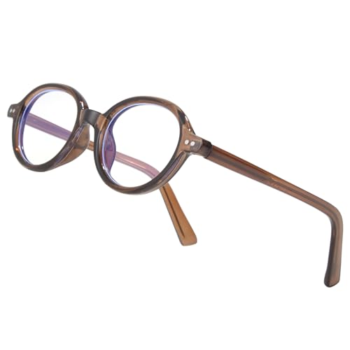 Image of Vintage Round Glasses for Men Women Retro Oval Blue Light Glasses Fake Nerd Eyeglasses