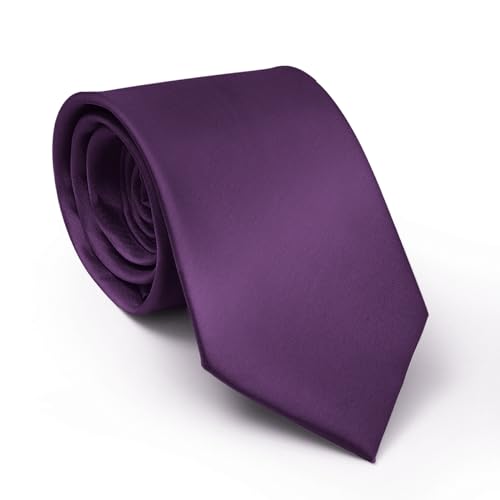 Image of Men's Classic Satin 3.15 inch Soild Color Necktie Wedding Business Tie & Gift Box