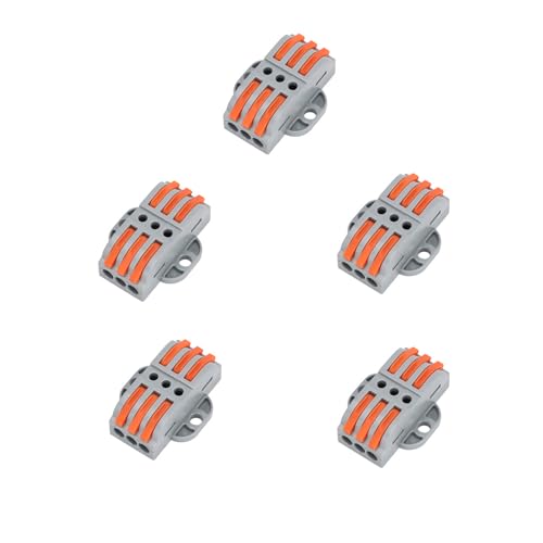 5Pcs Lever Wire Connectors, 3 in 3 Out DIY Mini Quick Electrical Connectors, 24-12 AWG,(3 in 3 Out)