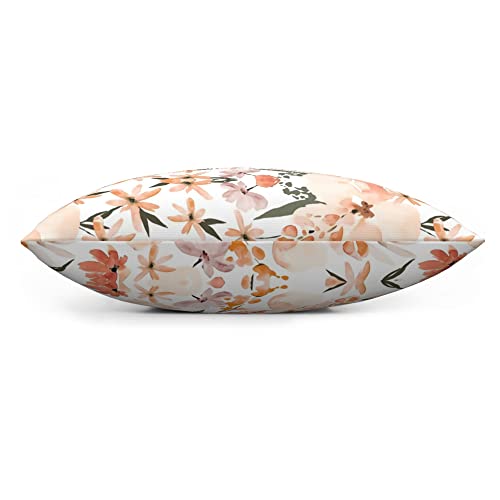 Earth Tone Floral Summer Peach Apricot Pillow Covers 18 X 18 Inch,Decorative Throw Pillow Covers,Pillow Cushion Cases,Soft Plush For Home Outdoor Sofa Bedroom Office Car Decor #TOP3