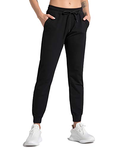 Dragon Fit Joggers for Women Active Tapered Lounge Pants with Pockets Drawstring Workout Pants for Yoga, Running,Fitness(Small, Black)
