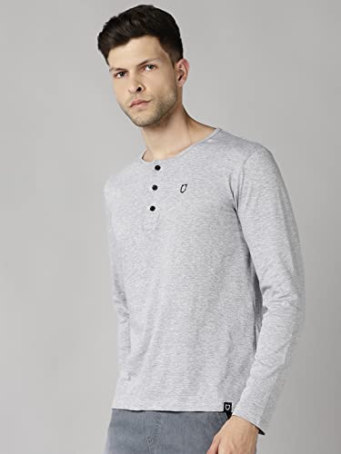 Image of Urbano Fashion Men's Solid Henley Neck Slim Fit Full Sleeve Cotton T-Shirt