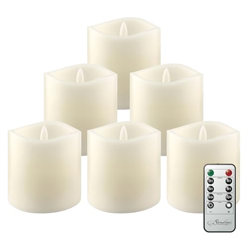Image of Stonebriar 3 Count Ivory Real Wax 3x3 Flameless LED Pillar Candles with Remote and Timer