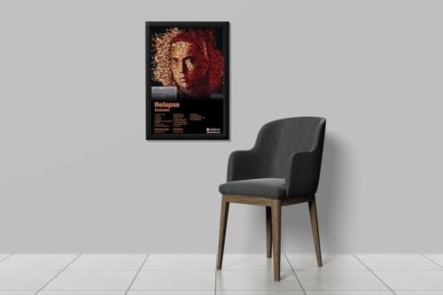 Image of BLINKART Eminem- Relapse Wall Photo Frames | Wall Art for Bedroom, Living Room, Studio or Office | Album Cover Print with Spotify Song Link QR Code | Gift for Fans - 8x12 In