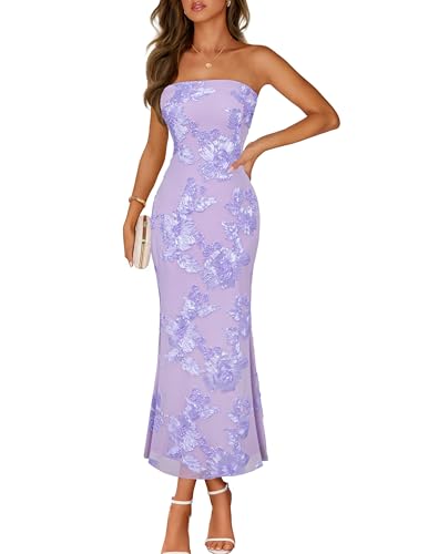 Image of MEROKEETY Women's Summer Floral Wedding Guest Cocktail Maxi Dress