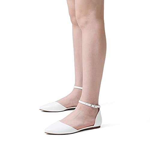 DREAM PAIRS Women's Flapointed-New White Pu D'Orsay Ballet Flats Shoes - 9 M US