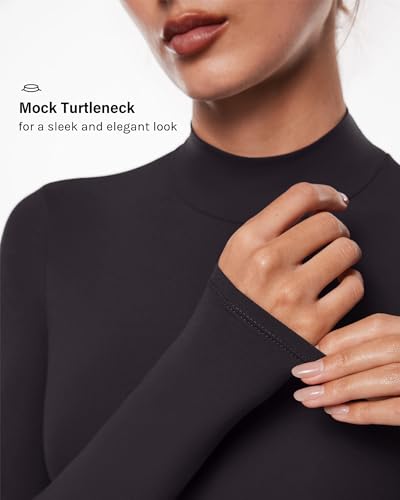 INLYRIC Women's Inbarely Soft Mock Turtleneck Double Lined Long Sleeve Tops Going Out Slim Fitted Sexy Trendy T-Shirts3