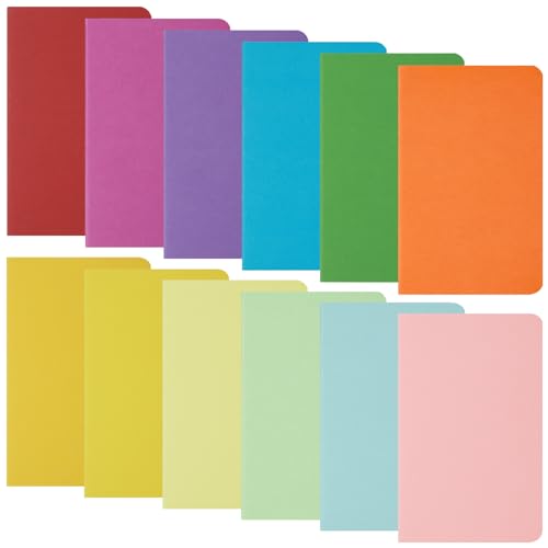 JIANTA Pack de 24 Cuaderno de Notas, A6 Bloc de Notas, A6 Cuaderno en Blanco, Cuaderno Pequeño Cubierta de Papel Kraft de 12 Colores para Notas, Escritura, Oficina, Presupuesto, Lista, Escuela