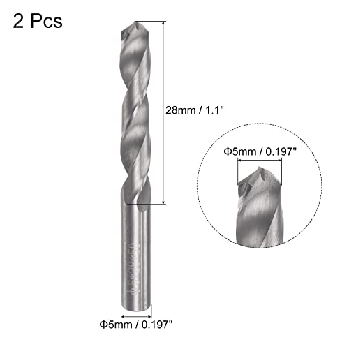 Uxcell A22021800UX0614 Solid Carbide Drill Bits, 5Mm C2/K20 Tungsten Carbide Jobber Drill Bits Straight Shank Drilling Tool thumb #1