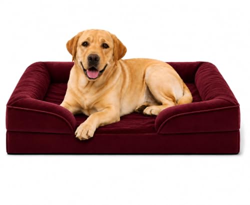 Image of PawHaven Dog Bed Comfortable Dog Mattress for Sleeping, Washable pet Bed for Dogs (Maroon Color, 36x27x3 inch)