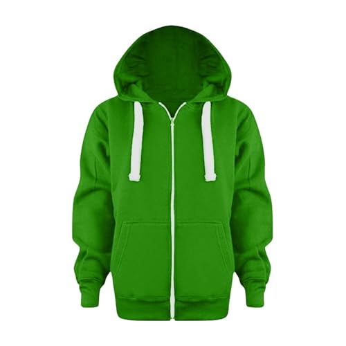 Generisch Boys' Sweatshirt 98 Zip Jackets Long Hoodie Top Sleeves Up Girls Children Boys Coat & Jacket Hoodie Children 152, Green, 9-10 Years