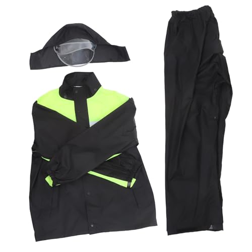 Sosoport Traje De Lluvia Para Motocicleta Chaqueta Para Hombre y Pantalones Impermeables Para Conducción Húmedo Negro y Verde Talla
