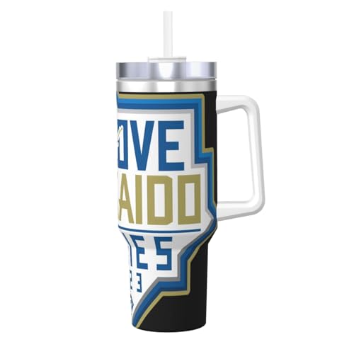 北海道日本ハムファイターズ 大容量の車用タンブラー 40オンス ステンレス 真空断熱タンブラー ハンドルとストロー付きの蓋付き 漏れ防止 自宅 オフィス キャンプ 車内での使用に最適です