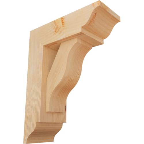 5 1/2"W x 14"D x 18"H Funston Traditional Smooth Bracket w/Offset Brace, Douglas Fir