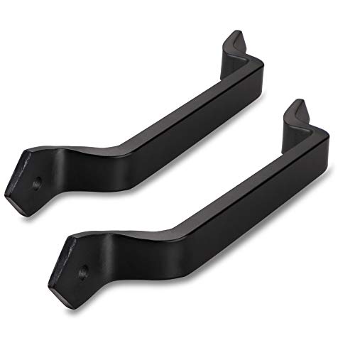 Image of 2-Pack 9 Inch Diamond Curved Barn Door Handle - Black Cast Iron Pull for Sliding Doors, Gates, Sheds, Fences, Closets - Indoor Outdoor Farmhouse Hardware