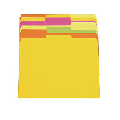 Pacon Fluorescent File Folders, 5 Assorted Colors, Letter Size, 10 Folders