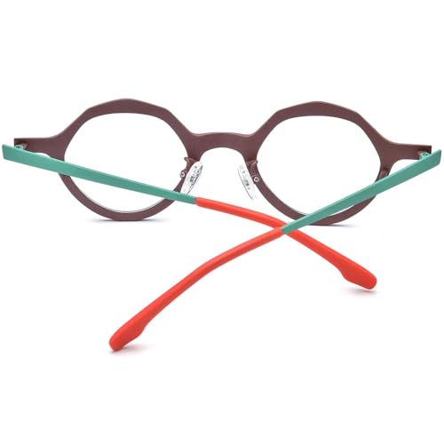 Image of FONEX Colorful Pure Titanium Glasses Frame Women Retro Round Eyeglasses