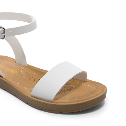 DREAM PAIRS Women’s One Band Ankle Strap Buckle Flat Sandals3