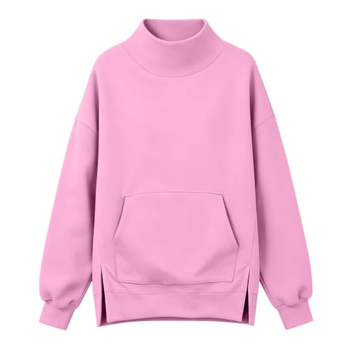 Oversized Mock Neck Sweatshirt Women Soft Fleece Pullover Tunic Sweatshirts - image 6