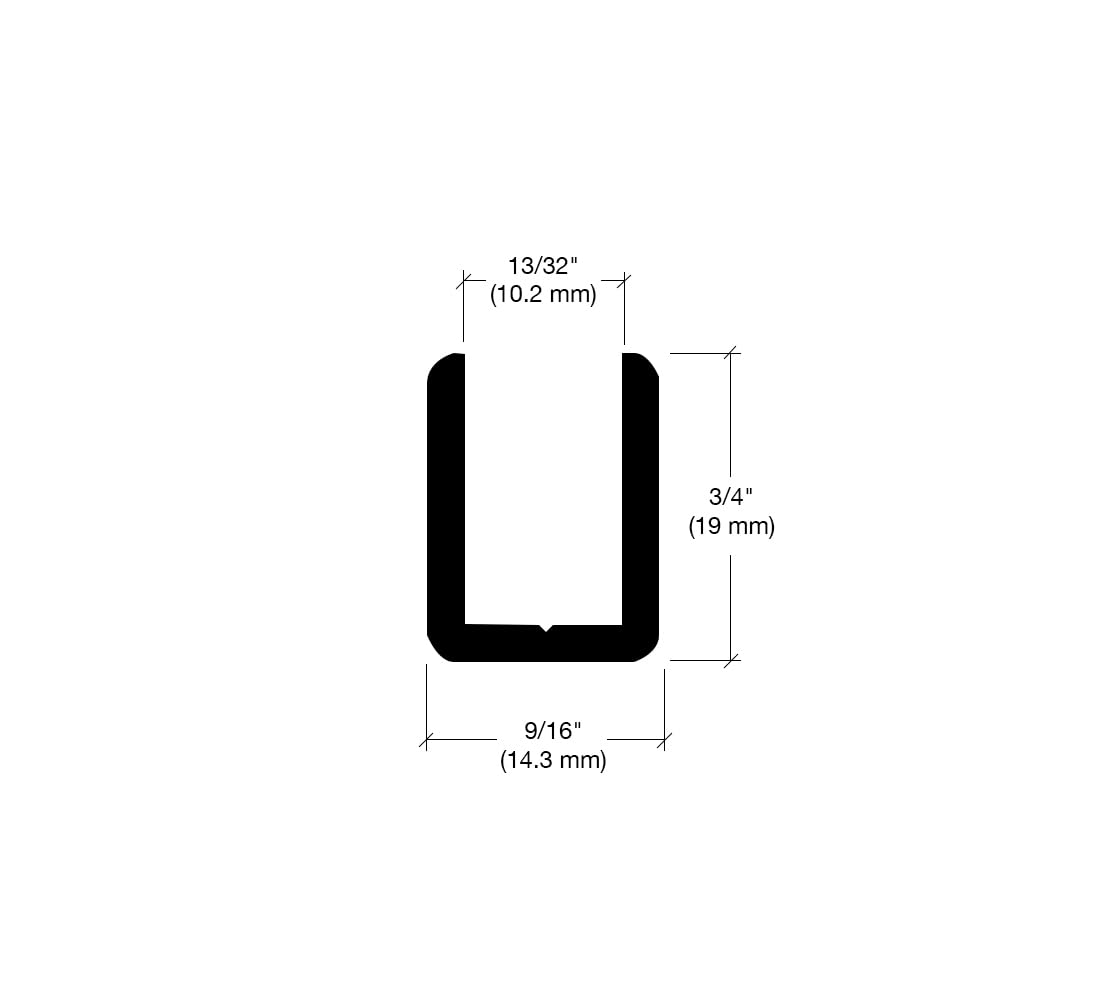 Brixwell SDCD3812A-CCP18-XCP10 satynowe anodowane bezramowe drzwi prysznicowe aluminiowe głębokie kanały U do grubego szkła 3/20.3 cm - długość magazynowa 45 cm - opakowanie 10 sztuk