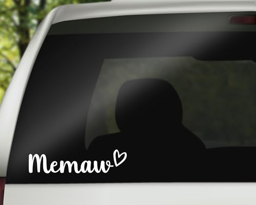 Image of Memaw Decal | Memaw Vinyl Sticker | Grandma Decal | Car Decal Bumper Sticker Window Laptop Tumbler Decal | 8 inch x 2 inch Size White | Made in USA | DECALBUNNY