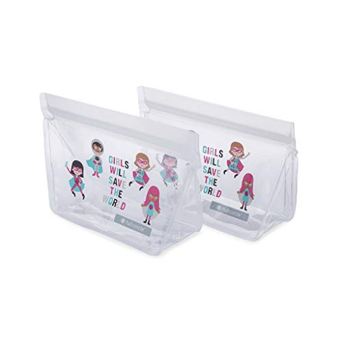 Full Circle Ziptuck Reusable Sandwich Bag - Multi-Use Leak-Free Food-Safe Storage Bag, Bpa-Free – Set Of 2 Sandwich Bags, Gusset Base, Girl Heroes #TOP1
