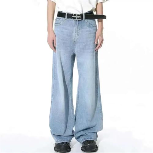 Men's Straight Jeans American Style Gradient Color Button Pockets Wide Leg Denim Pants2