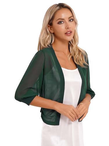 TTAO Damen Elegant Bolero 100% Chiffon Jacke Kurz Bauchfrei Schrug Tops...
