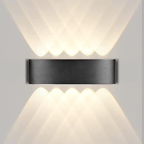 CANMEIJIA LED Wall Lights Indoor and Outdoor 3000K Warm Light, IP65 Waterproof Aluminum Up and Down Wall Lights 10W Black Shell Indoor LED Night Lamp for Bedroom, Hallway, Stairs, Bathroom, Garden Cover