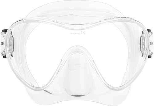 Cressi F1 Frameless Snorkel Mask - Clear/Clear/Black - Low-Profile Snorkeling Gear for Adults - CE-Certified Scuba Mask - Fold-Flat Snorkel Gear
