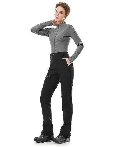 Wespornow Damen Wanderhose Wasserdicht Thermohose Gefüttert Outdoorhose Softshellhose Skihose Warm Ski Pants Women Schneehose Kletterhose Jagdhose Trekkinghose Winter Regenhose(Schwarz,M)