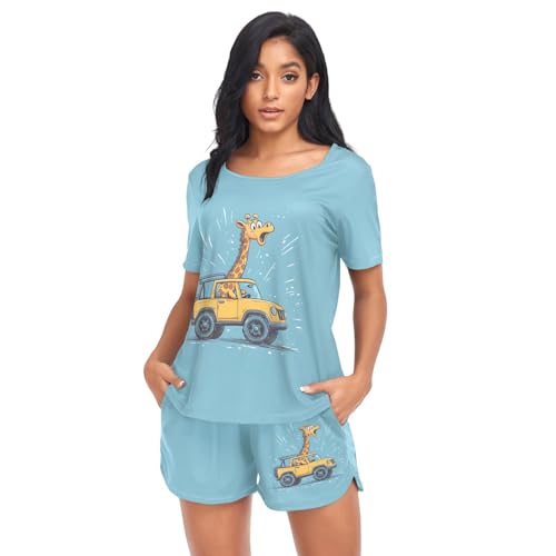 Pyjama girafe pour femmes en ensemble d'été doux taille S